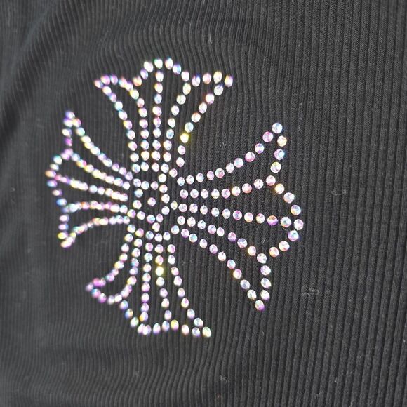 Virghoes Biker Cross Tank Blingy Tee Black Size Small - Picture 11 of 13
